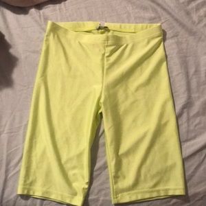 Neon yellow biker shorts